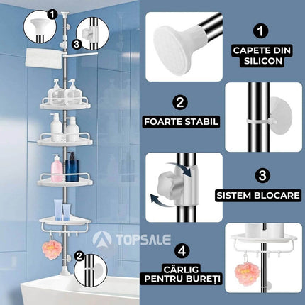Etajera de colt reglabila pentru baie