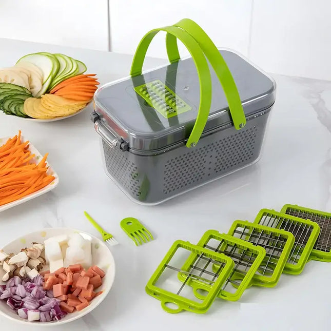 Razatoare multifunctionala pentru fructe si legume, 22 piese, Caserola inclusa