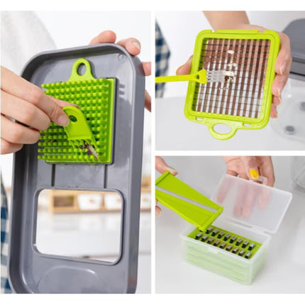Razatoare multifunctionala pentru fructe si legume, 22 piese, Caserola inclusa