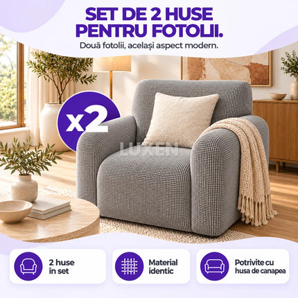 Set 2 huse pentru fotolii supra-elastice