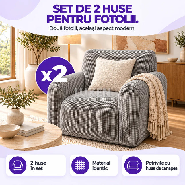 Set 2 huse pentru fotolii supra-elastice