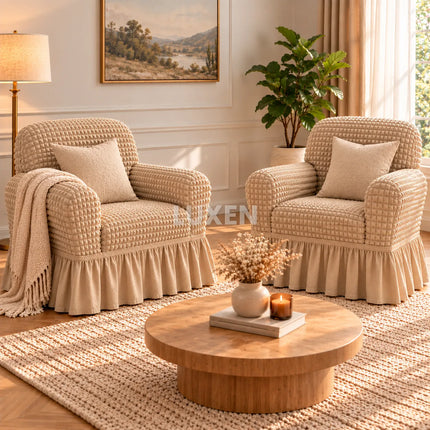 Set 2 huse pentru fotolii cu volanas