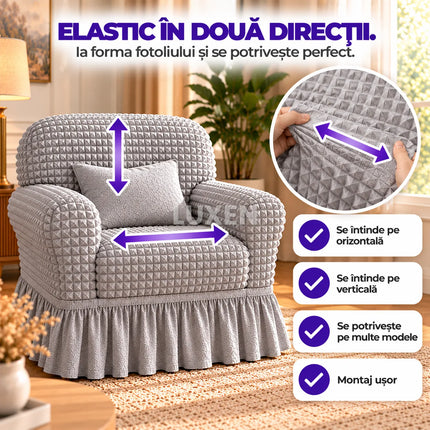 Set 2 huse pentru fotolii cu volanas