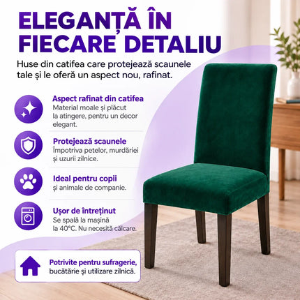Set 6 Huse Scaune din Catifea