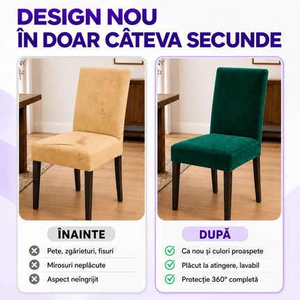 Set 6 Huse Scaune din Catifea
