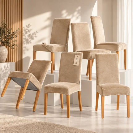 Set 6 Huse Scaune din Catifea